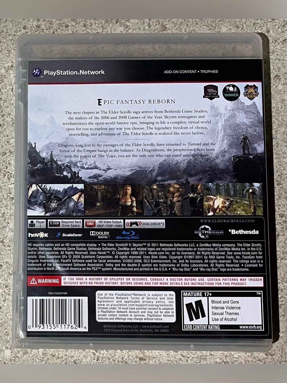 Bethesda The Elder Scrolls V: Skyrim (Sony PlayStation 3, 2011) PS3 Map & Manual